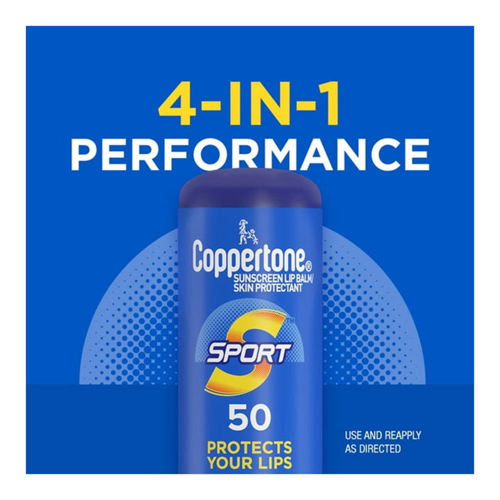 Coppertone Sport Spf 50 Sunscreen Lip Balm, Lip Sunscreen, Lip Balm With Spf, 0.13 Oz