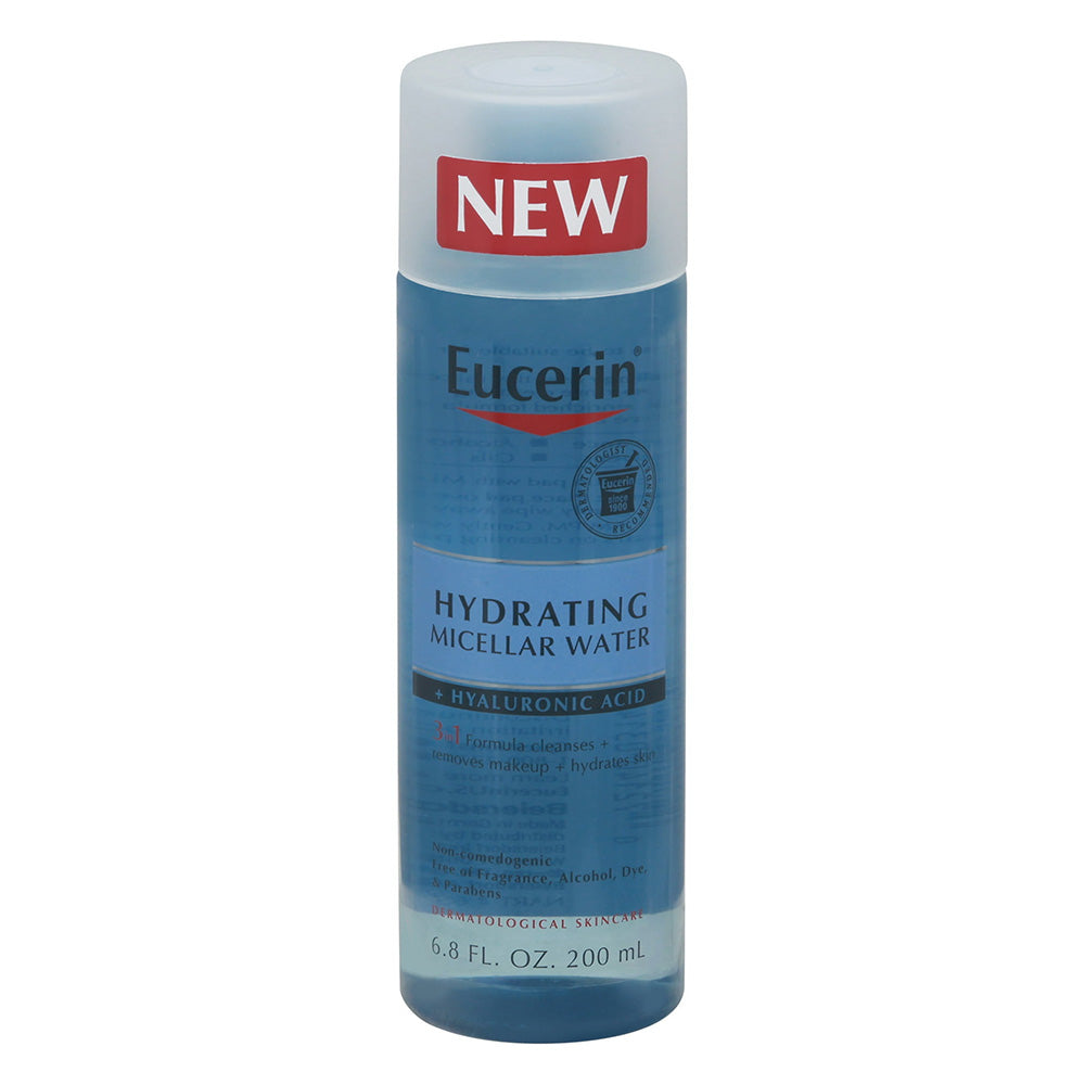 Eucerin Hydrating Micellar Water 3 in 1 Formula Cleanser Makeup Remover and Skin Hydrator 6.8Oz (200ml)