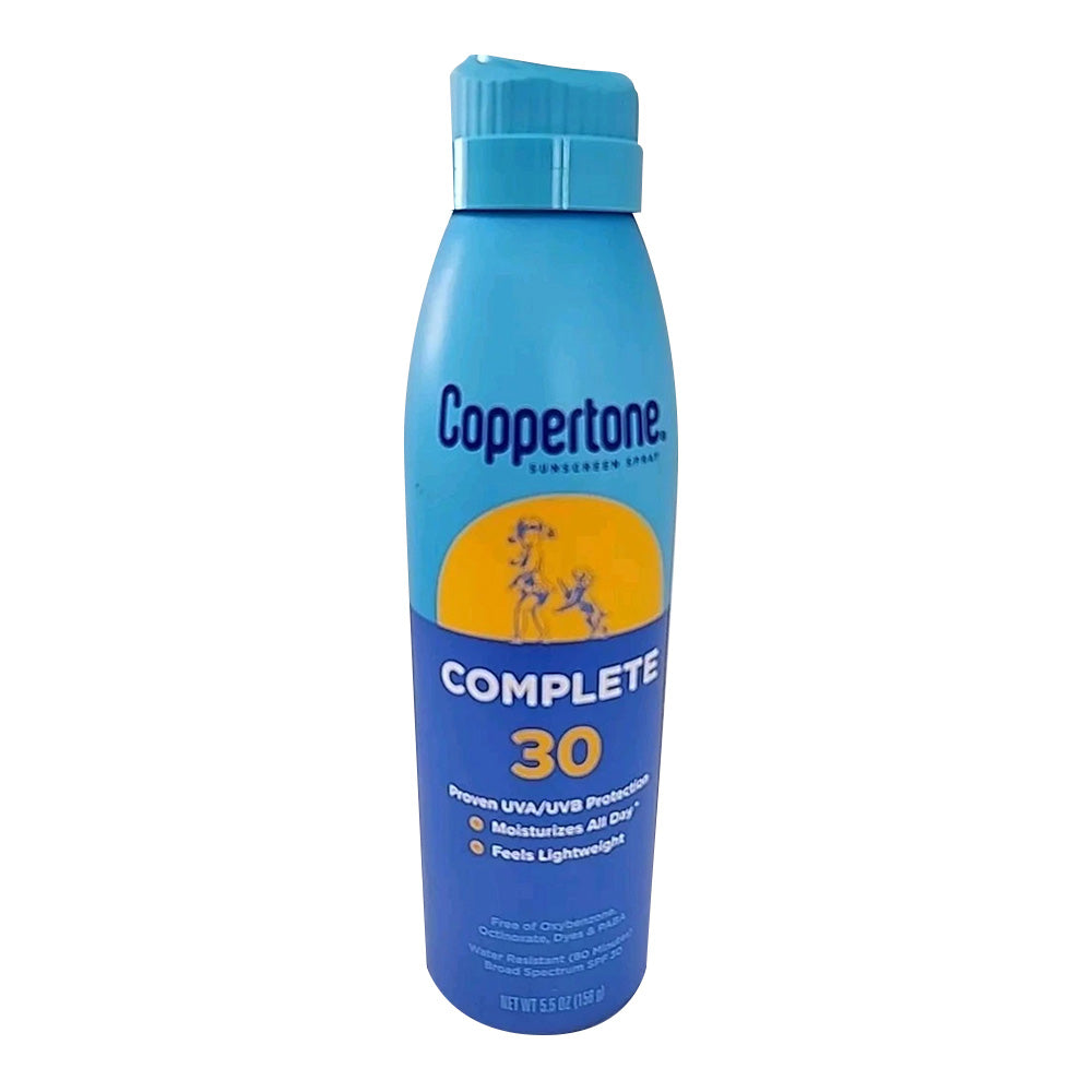 Coppertone Complete Broad Spectrum SPF 30 Sunscreen Spray for Reliable Sun Protection 5.5Oz (156g)
