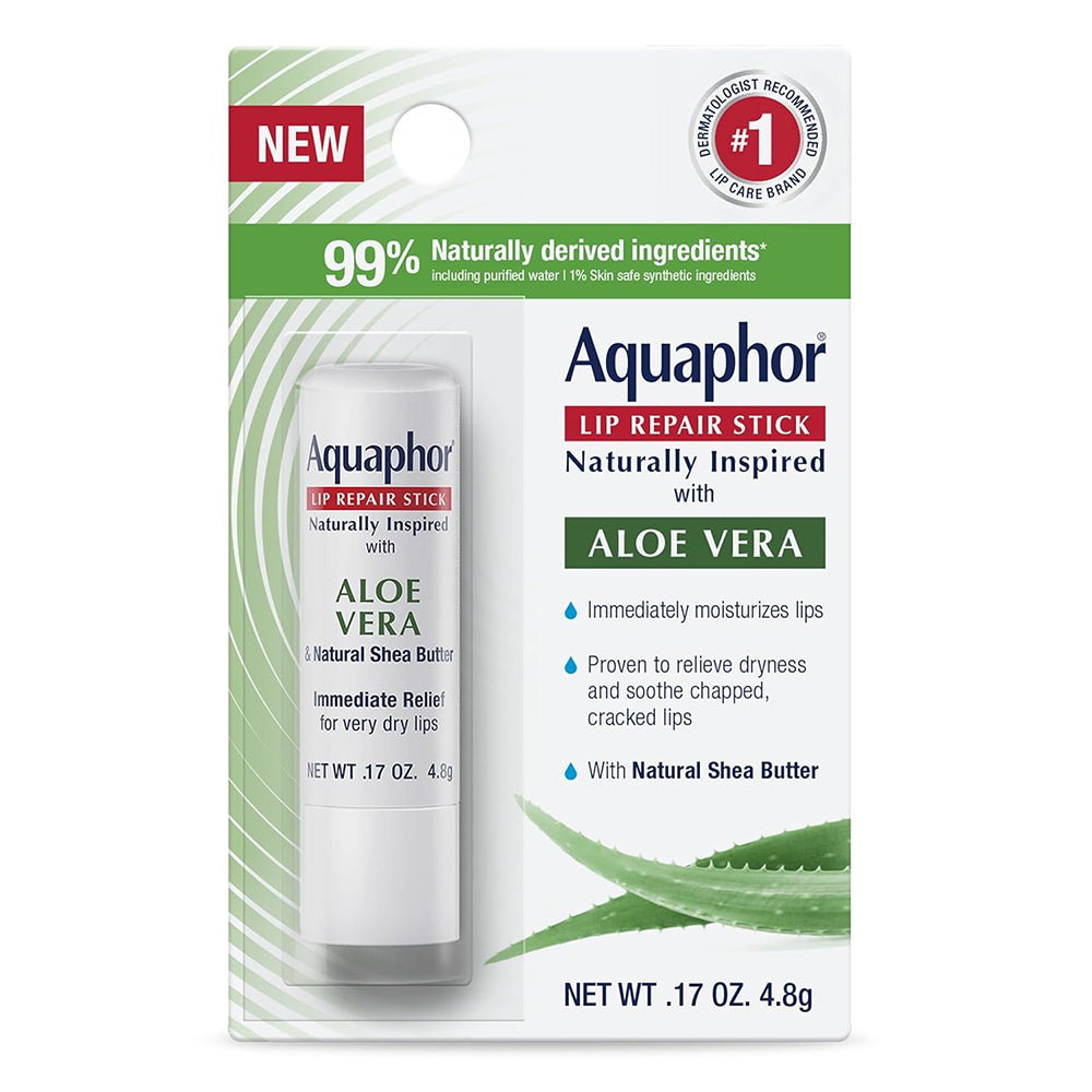 Aquaphor Lip Repair Stick with Aloe Vera for Soothing Healing and Moisturizing Dry Lips 0.17Oz (4.8g)
