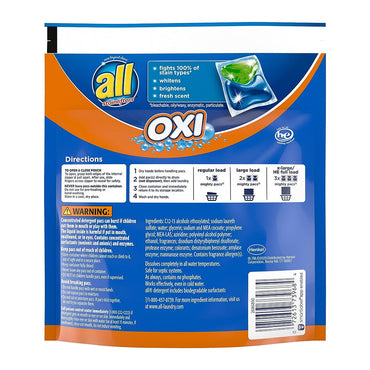 All Oxi with Stainfilters 4-In-1 Mighty Pacs Laundry Detergent, 19 Ea