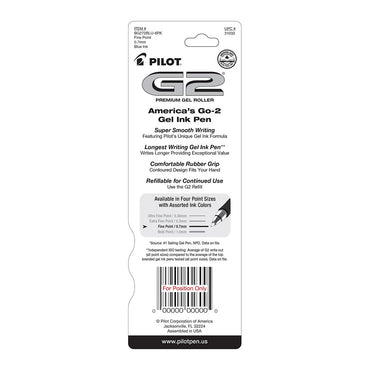 Pilot G2 Premium Gel Roller Pens, Fine Point 0.7 mm, Blue Ink, 2 Ea