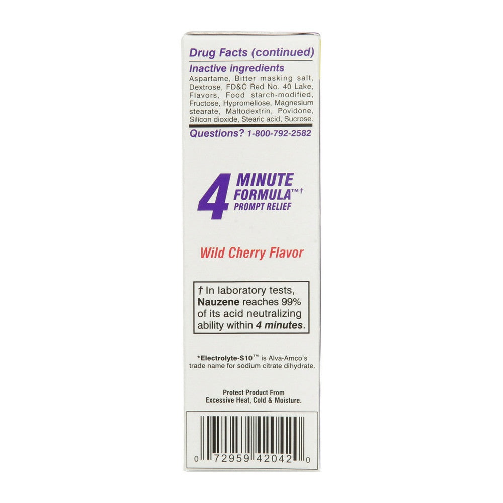 Nauzene For Upset Stomach And Nausea Relief Chewable Tablets, Wild Cherry Flavor, 42 Ea