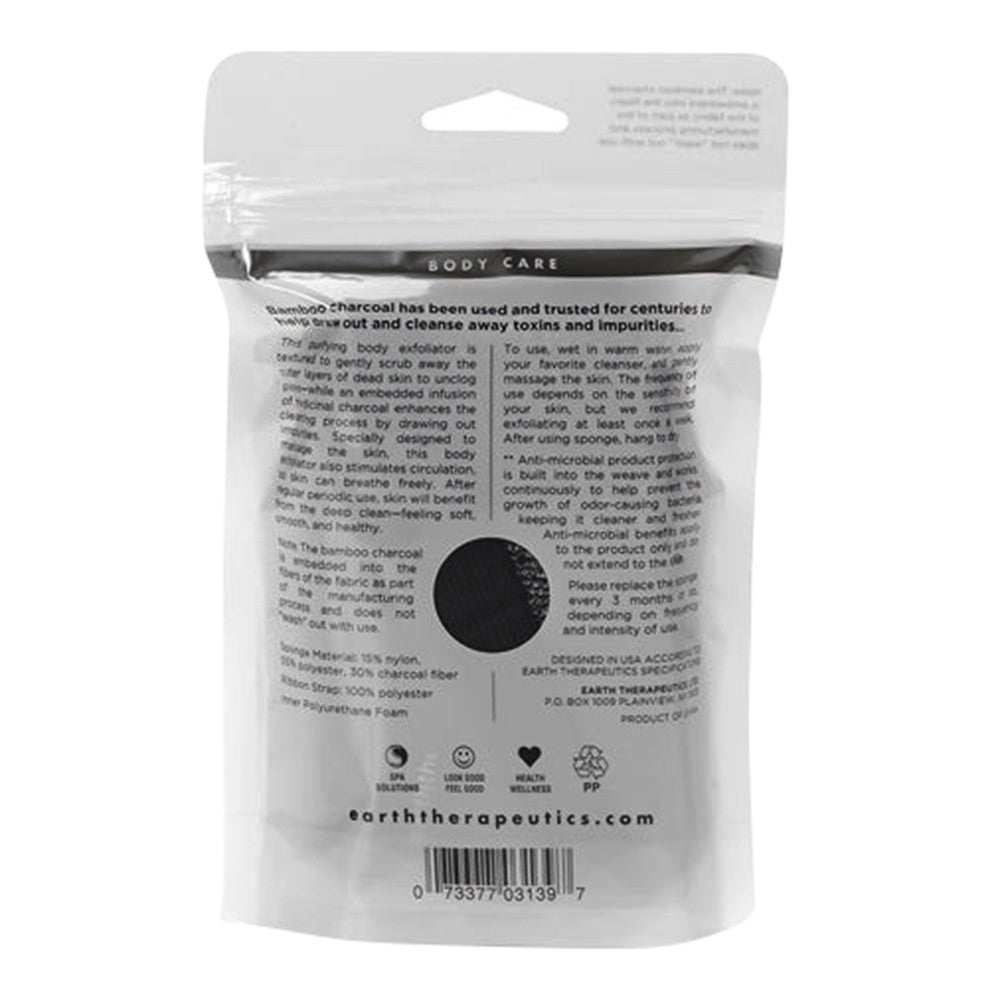 Earth Therapeutics Body Sponge Purifying Vegetable, Medicinal Charcoal, 1 Ea