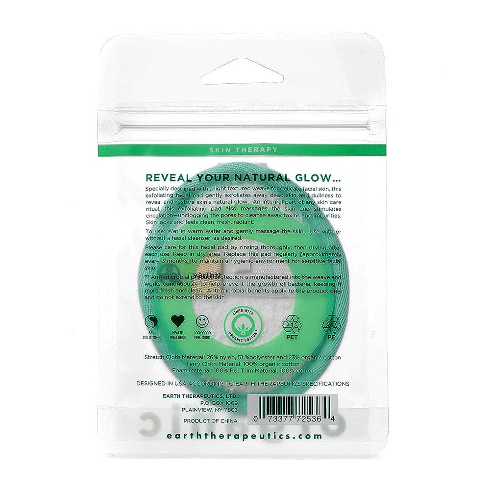 Earth Therapeutics Organic Cotton Exfoliating Facial Pad, 1 Ea