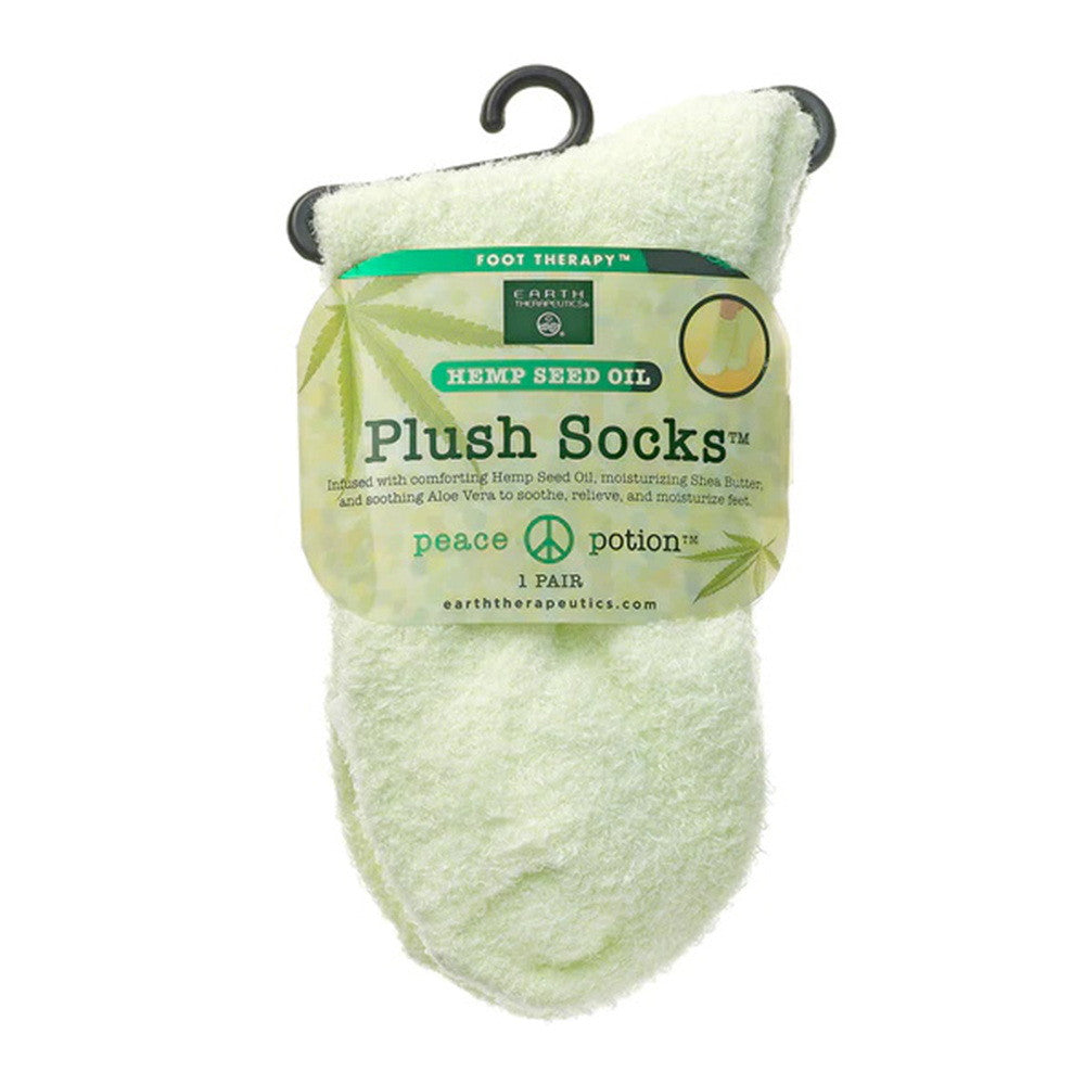 Earth Therapeutics Hemp Seed Oil Plush Socks, Light Green, 1 Ea
