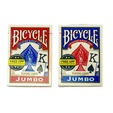 Bicycle Jumbo Poker Size Playing Cards, Red or Blue, 1 Ea
