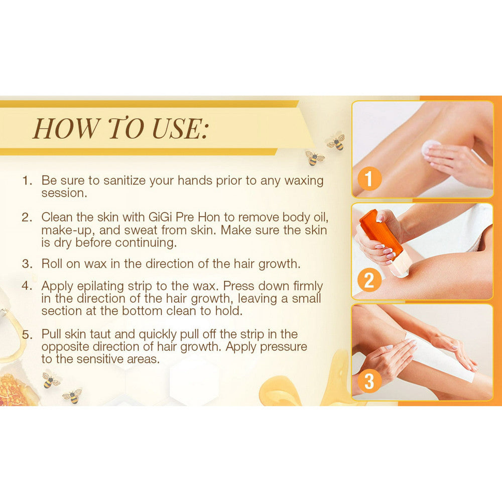 GiGi Roll On Waxing Kit for Face and Body with All Purpose Soft Wax Formula, 1 Ea