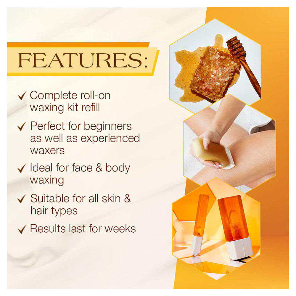 GiGi Roll On Wax Refill Kit for Face and Body with All Purpose Soft Wax Formula, 1 Ea