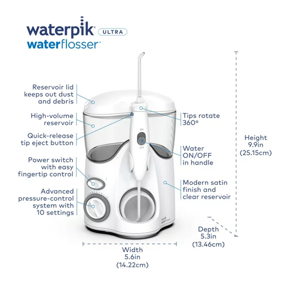 Waterpik Ultra Countertop Water Flosser Oral Irrigator, White, 1 Ea