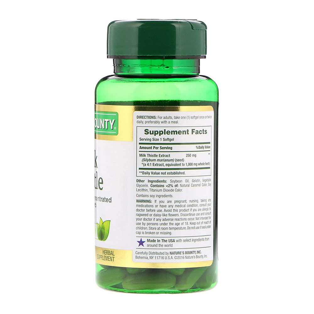 Nature's Bounty Milk Thistle 1000 mg Herbal Supplement Softgels, 50 ct