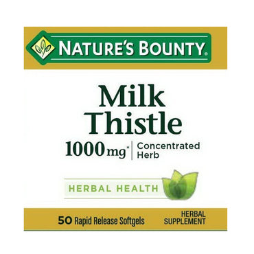 Nature's Bounty Milk Thistle 1000 mg Herbal Supplement Softgels, 50 ct