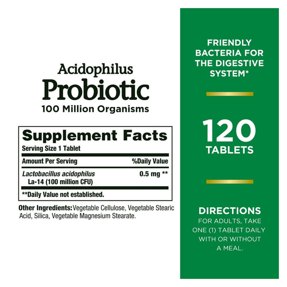 Natures Bounty Probiotic Acidophilus Tablets, 120 Ea