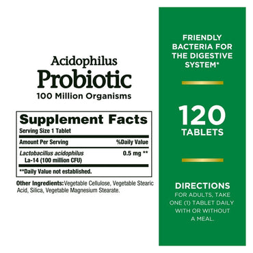 Natures Bounty Probiotic Acidophilus Tablets, 120 Ea