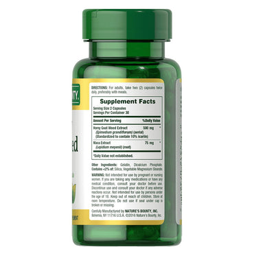 Natures Bounty Horny Goat Weed With Maca Herbal Supplement Capsules - 60 Ea