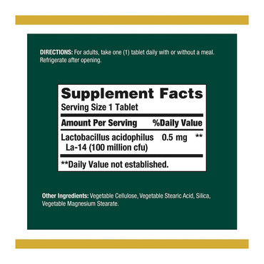 Natures Bounty Acidophilus Probiotic Supplement, Supports Digestive Health, Twin Pack, 100 Ea