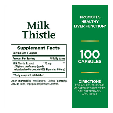 Milk Thistle 175 Mg Standardized Extract Capsules By Natures Bounty, 100 Ea