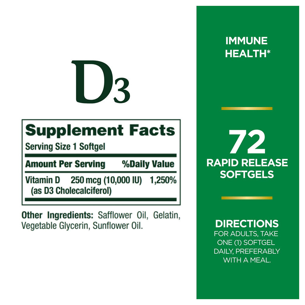 Natures Bounty Vitamin D3 1000 Iu Softgels - 60 Ea
