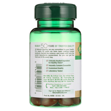 Natures Bounty Lutein 40 Mg (Naturally Contains Zeaxanthin) Dietary Supplement Softgels, Supports Eye Health, 40 Mg, 30 Ea