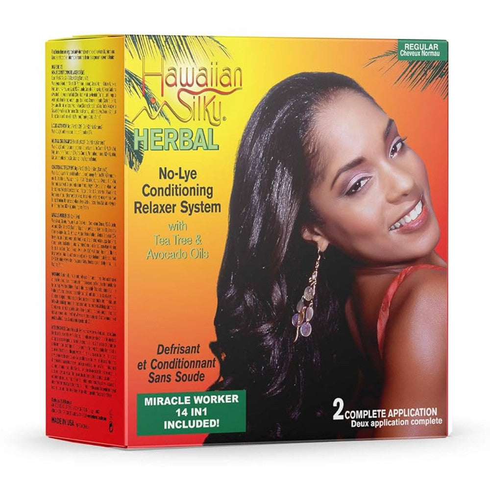 Hawaiian Silky Herbal No Lye Regular Relaxer Kit Pack with 2 Applications, 2 Ea