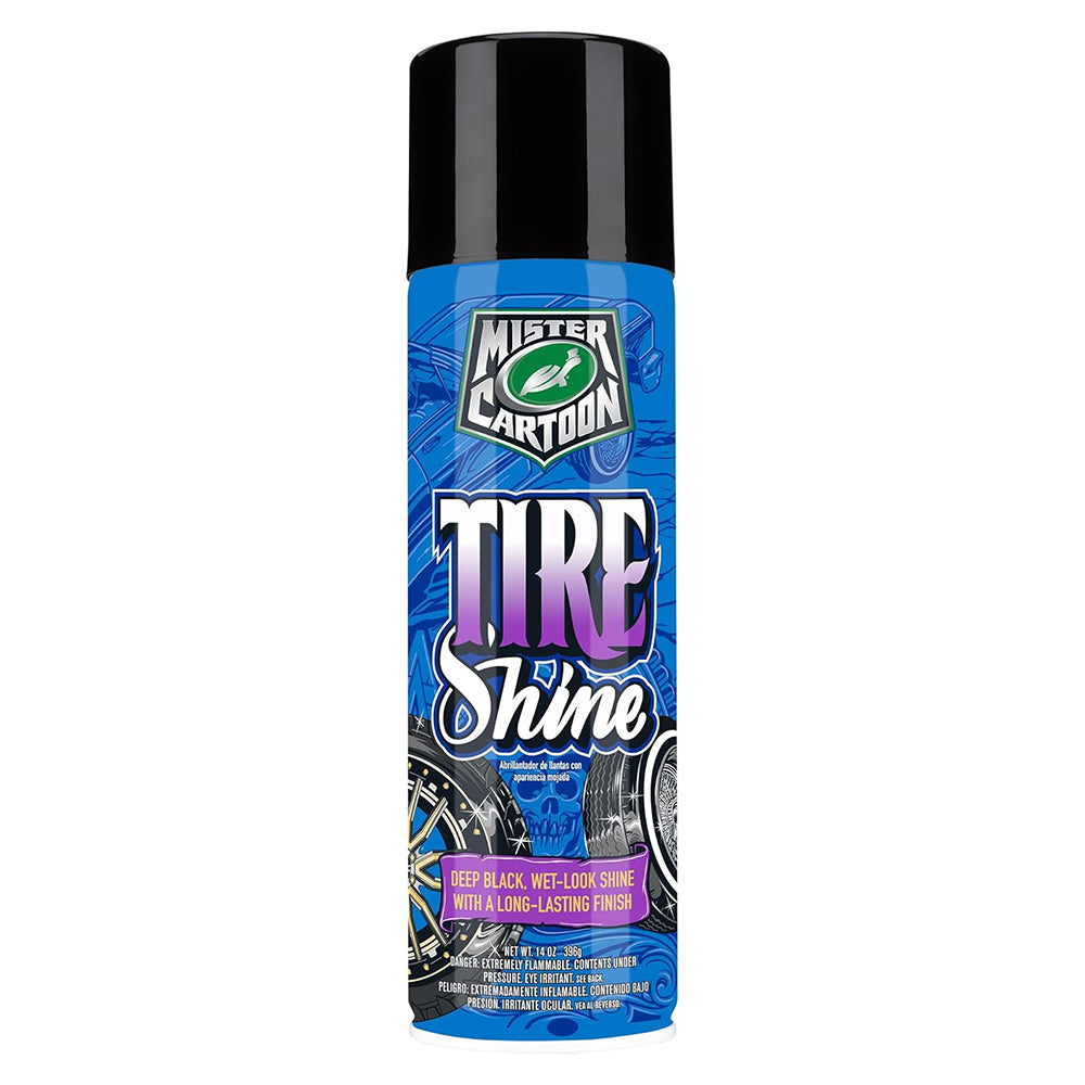 Turtle Wax Mister Cartoon Tire Shine Water Resistant Formula UV Protection Deep Black Wet Look Shine with A Long Lasting Finish 14Oz (396g)