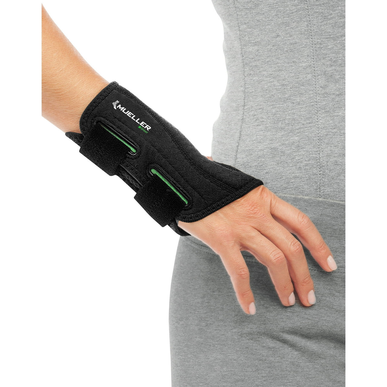 Mueller Green Fitted Wrist Brace Small or Medium, Right Black, 1 Ea