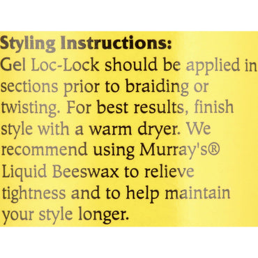 Murrays Gel Loc-Lock For Natural Styles, Holds Cornrows, Braids Locs, 8 oz