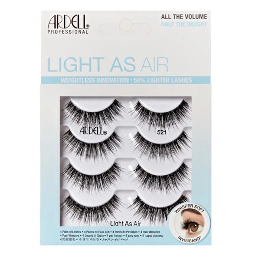 Ardell Light As Air Eye Lashes Featherweight Invisiband Natural Volume #521 4Pairs
