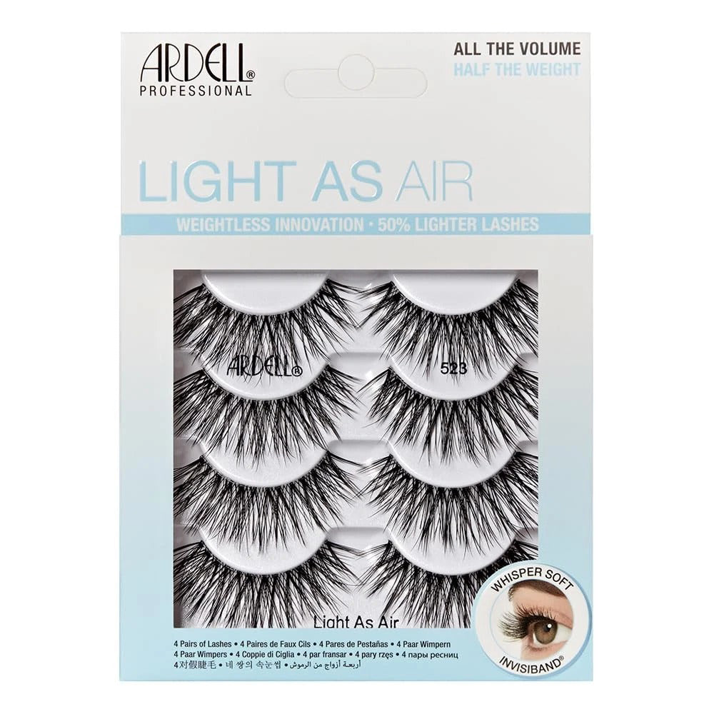Ardell Light As Air Eye Lashes Full Volume Flared Shape Seamless Invisiband #523 4Pairs