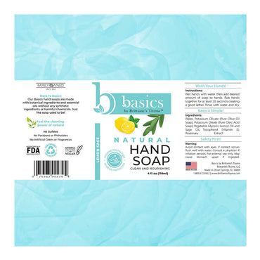 Brittanies Thyme Basics Lemon Sage Natural Hand Soap, 12 Oz