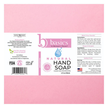 Brittanies Thyme Basics Unscented Natural Hand Soap, 12 Oz