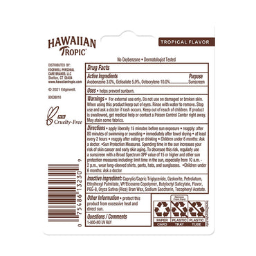 Hawaiian Tropic Sunscreen Stick Lip Balm, SPF 30, 0.14 Oz