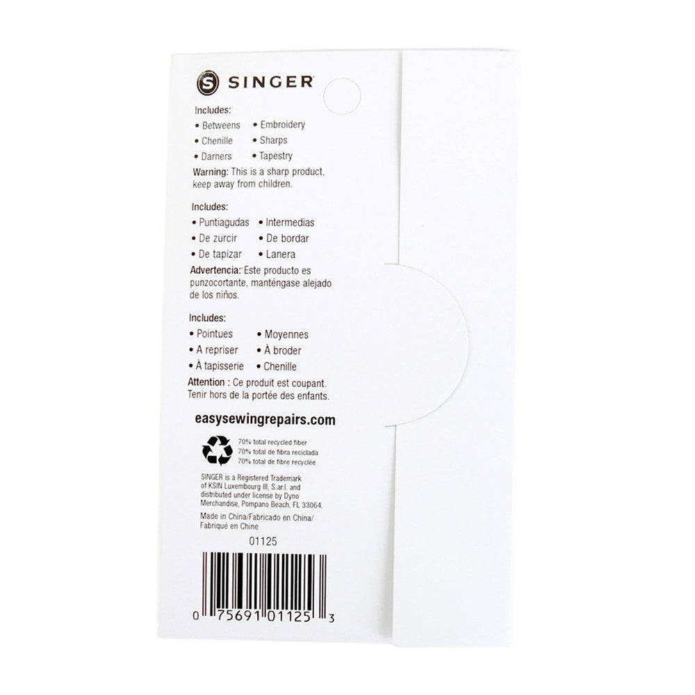 Singer Hand Needles Assorted Sizes, 45 Ea