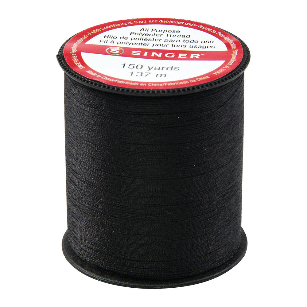 Singer All Purpose Polyester Thread, 150 Yd, Black, 1 Ea