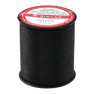 Singer All Purpose Polyester Thread, 150 Yd, Black, 1 Ea