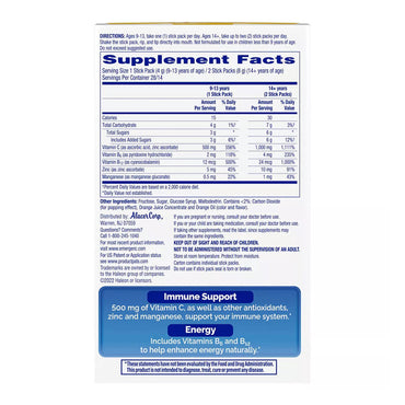 Emergen C Crystals 500 MgOn The Go Immunity Vitamins, Orange Vitality, 28 Ea