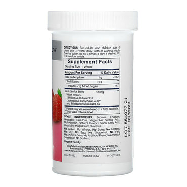 American Health Natural Strawberry Flavor Acidophilus Chewable Wafers, 60 Ea