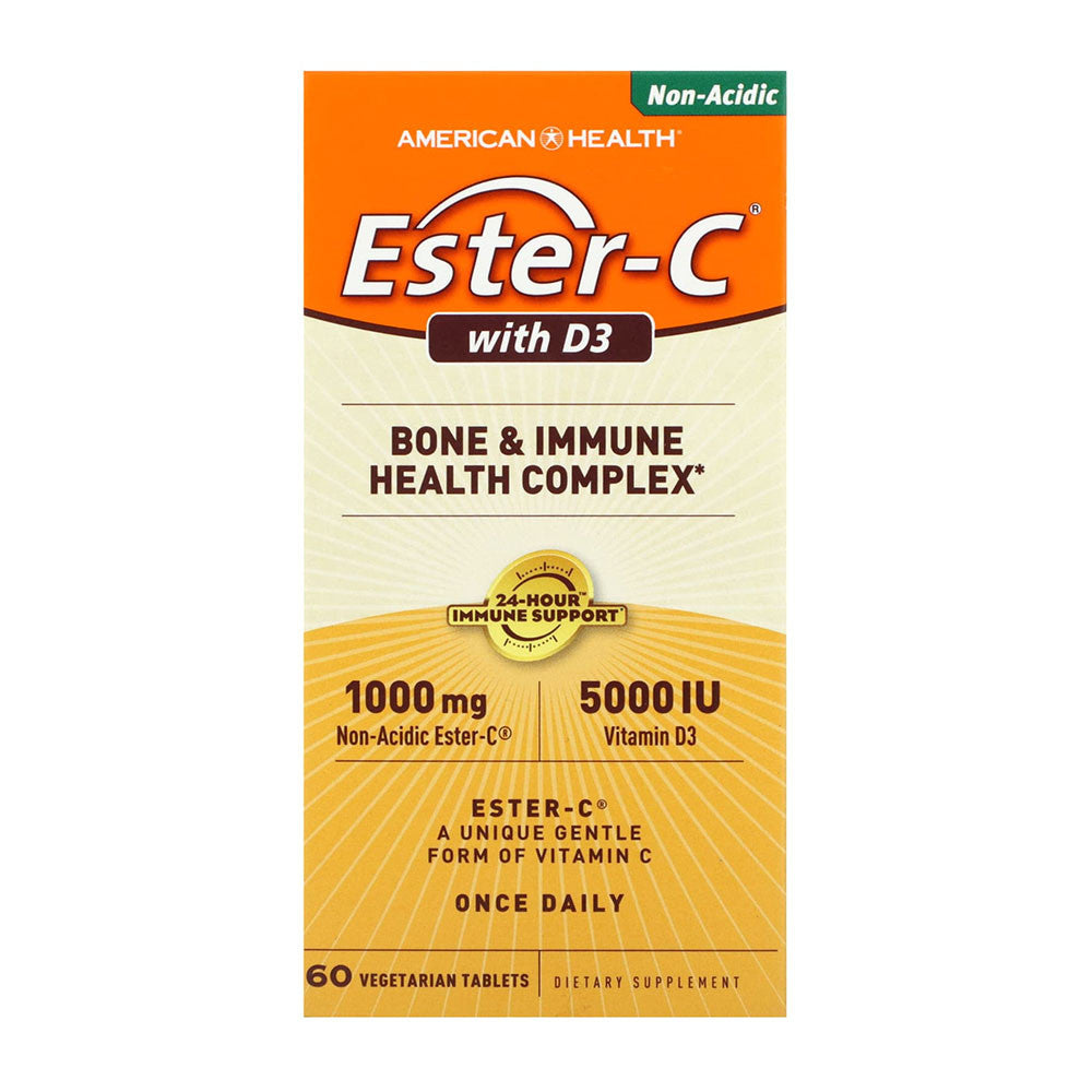 American Health Ester C With D3 Bone And Immune Health Complex Tablets, 60 Ea