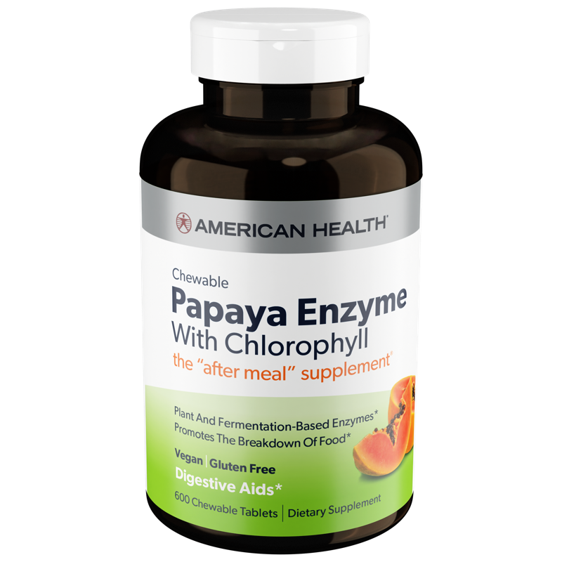American Health Papaya Enzyme With Chloropyll Chewable Tablets, 600 Ea