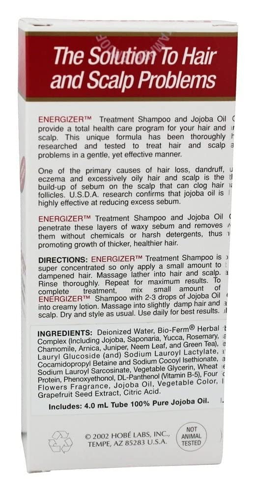 Hobe Labs Energizer Treatment Hair Shampoo With Jojoba And Vitamin B-5, 4 Oz