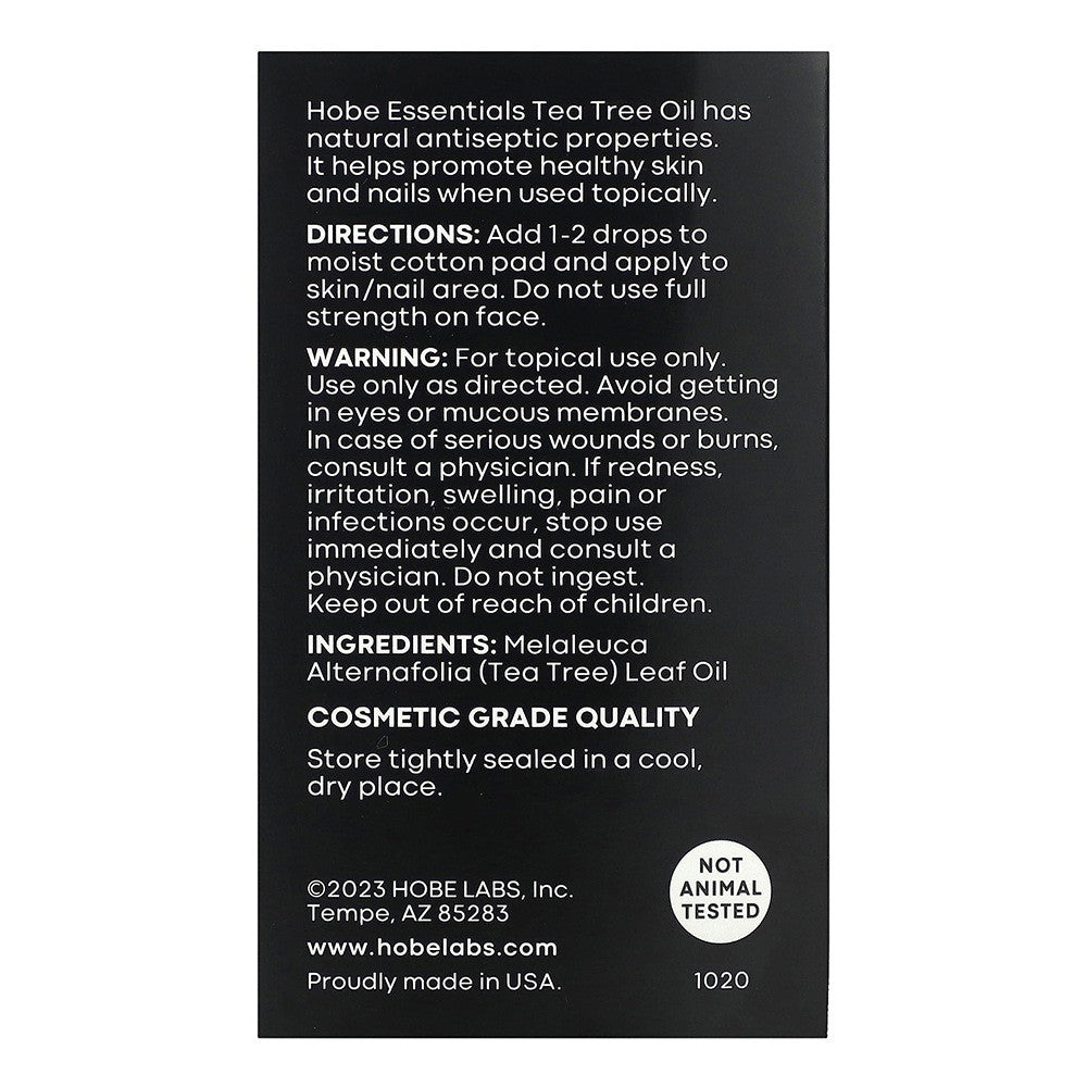 Hobe Labs Essentials Tea Tree Oil, Healthy Skin and Nails, 2 Oz