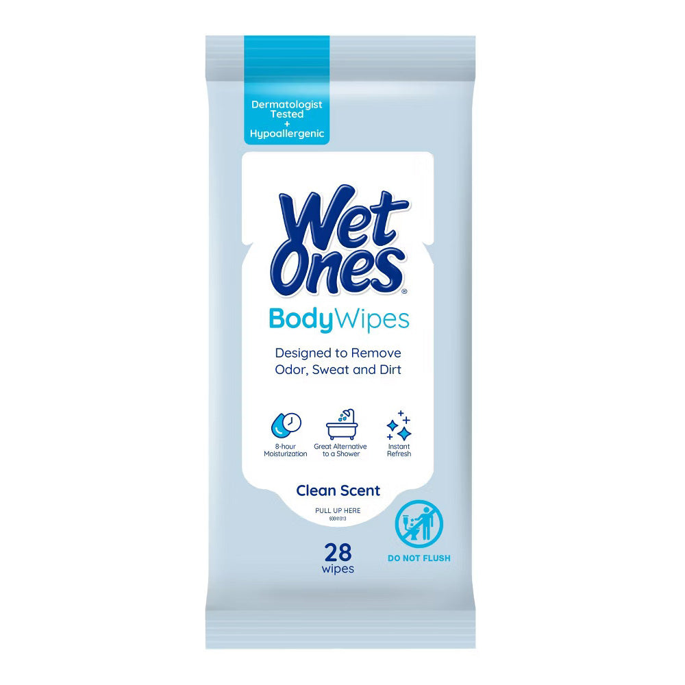 Wet Ones Body Wipes Clean Scent and Hypoallergenic 28Ea