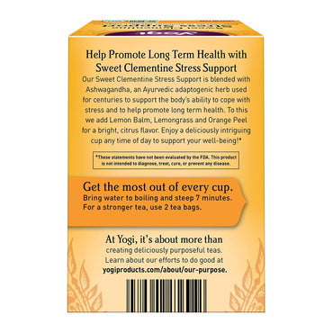Yogi Tea Sweet Clementine Stress Support Tea Bags, Caffeine Free, 16 Ea