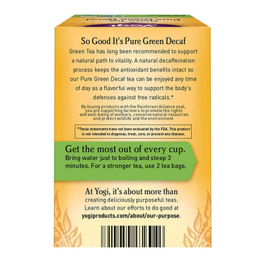 Yogi Green Tea Pure Green Decaf Herbal Supplement Tea Bags, 16 Ea
