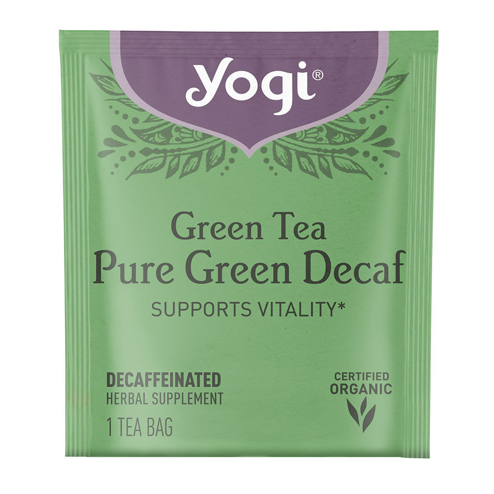 Yogi Green Tea Pure Green Decaf Herbal Supplement Tea Bags, 16 Ea