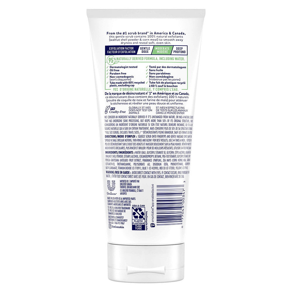 St. Ives Soft Skin Exfoliating Face Scrub, Avocado and Honey Facial Exfoliator, 6 Oz