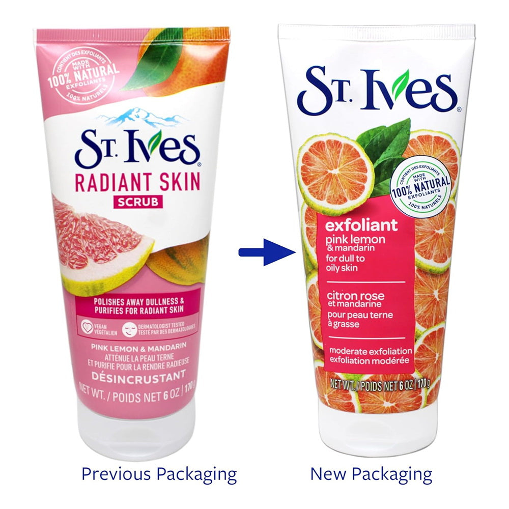 St. Ives Radiant Skin Pink Lemon and Mandarin Orange Face Scrub, 6 oz