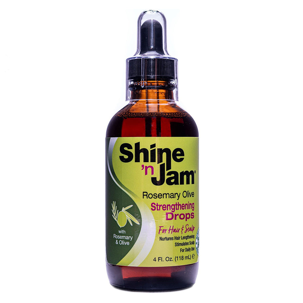 Ampro Shine N Jam Rosemary Olive Strengthening Drop Hair and Scalp Nurtures Hair Lengthening Stimulates Scalp for Daily Use 4Oz (118ml)