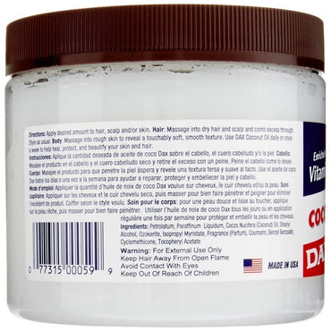 Dax Coconut Oil Enriched With Vitamin E For Hair And Body, 14 Oz