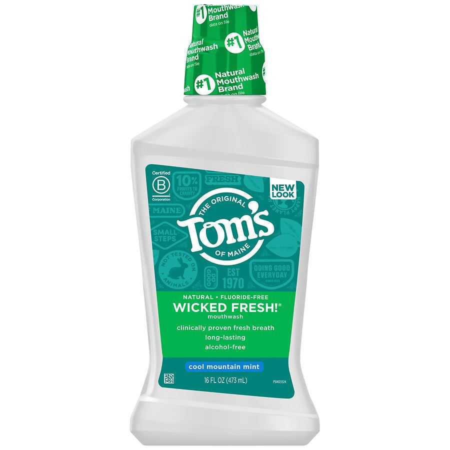 Toms Of Maine Long Lasting Wicked Fresh Mouthwash, Cool Mountain Mint, 16 Oz